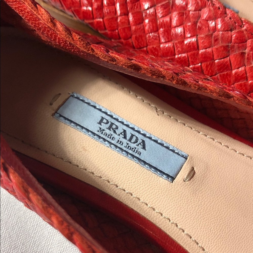 Prada Scarlet Woven Leather Tassel Loafers - Picture 7 of 7